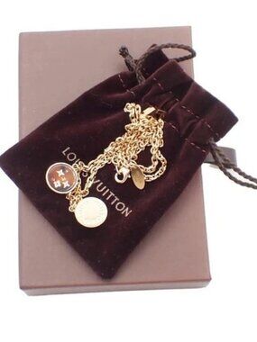 LOUIS VUITTON Logo Collier Inclusion Necklace GHW M65294 34EG360